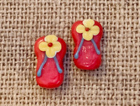 1 | Red Flip Flop Sandal Beads | Lampwork Glass