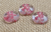 Pink Ribbon Clear Disc Beads 15mm