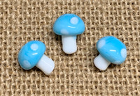 1 | Light Blue Polka Dot Mushroom Lampwork Glass Bead 