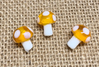1 | Transparent Orange Polka Dot Mushroom Bead Lampwork Glass