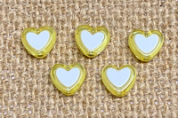 Yellow Heart in Heart Acrylic Beads