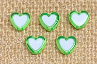 Lime Green Heart in Heart Acrylic Beads