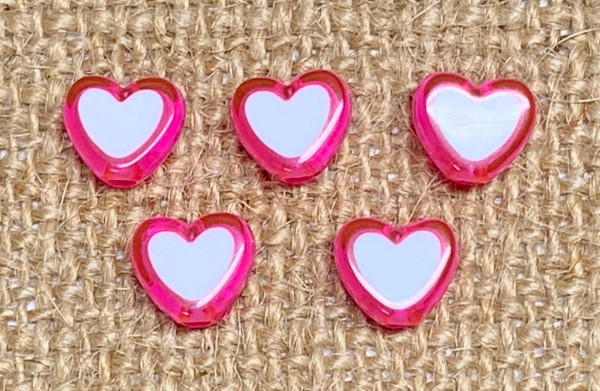 Pink Heart in Heart Acrylic Beads