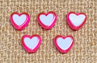 Dark Pink Heart in Heart Acrylic Beads