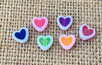 Transparent Multi Color Framed Heart Beads 