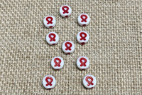 Red Awareness Ribbon Acrylic Beads