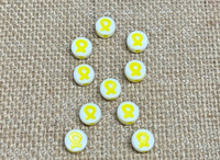 Yellow Awareness Ribbon Acrylic Beads