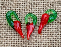 25 | Small Red Chili Peppers Glass Charms