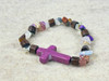Gemstone Chip beads, a Howlite cross, natural wood beads all on a quality stretchy cord  