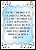 The back of the card features the chorus from "The Old Rugged Cross" the bible hymn 