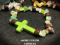 Green Rugged Cross Bracelet
