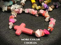 Pink Rugged Cross Bracelet