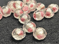  1 | Pink Rose Bud Faceted Lampwork Beads