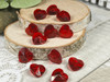 Red crystal heart beads 14x14x7mm with 1mm top front drilled beading holes