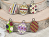 Glittery Enamel Easter egg charms that measure 11x15x1 with 2mm loop holes