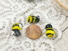 Yellow & black with clear glass wings, 15x16x11mm with 1mm beading holes