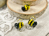 Yellow & black with clear glass wings, 15x16x11mm with 1mm beading holes