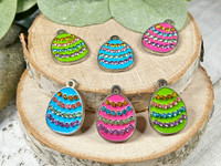 Blue, Green & Pink Enamel Charms w/ Rhinestone gems 