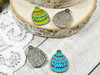 Blue, Green & Pink Enamel Charms w/ Rhinestone gems 