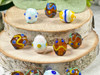 Decorated White & Brown Egg Beads - 10x12mm | 1mm Hole