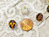 Decorated White & Brown Egg Beads - 10x12mm | 1mm Hole