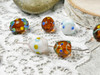 Decorated White & Brown Egg Beads - 10x12mm | 1mm Hole