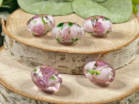 1 | Pink Rose Barrel Lampwork Beads