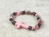 Gemstone Chip beads, a Howlite cross, natural wood beads all on a quality stretchy cord  
