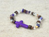 Gemstone Chip beads, a Howlite cross, natural wood beads all on a quality stretchy cord  