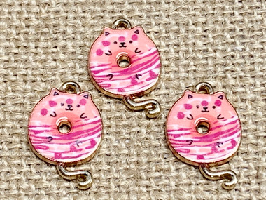 Lead & Nickel free - Kitty Cat Doughnut Charms