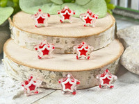 Clear stars embellished with red and white 