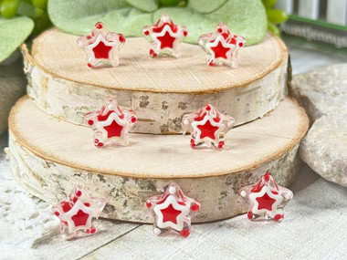 Clear stars embellished with red and white 