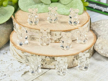 Add a crystal clear gummy bear to a Fourth of July Candy beaded bracelet
