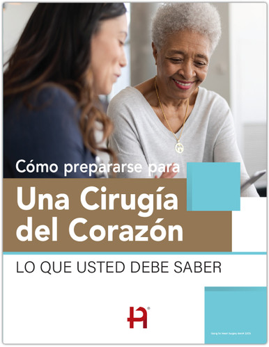 Front cover illustration for Cómo prepararse para Una Cirugía del Corazón (Item 2205) by Carole A. Gassert, PhD, and Susan G. Burrows, MN, RN, published by Pritchett & Hull. The image depicts a physician performing a cardiac examination on a patient using a stethoscope, representing Spanish-language preoperative patient education for open-heart surgery, CABG, and valve repair.