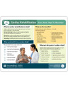 This two-page educational resource, Product #2918, titled "Cardiac Rehabilitation: Your Next Step To Recovery," provides a comprehensive overview of the cardiac rehab process.Visual Overview: The document features a professional design with a prominent image of a female healthcare professional in blue scrubs smiling while assisting a patient with a light dumbbell exercise.Core Components: It defines cardiac rehab as having three essential parts: Exercise training to safely build strength, Education to change unhealthy habits, and Counseling to manage stress.Target Audience: The guide lists specific candidates for rehab, including those who have had heart surgery, angioplasty, a heart attack, or a transplant, as well as those living with heart disease or heart failure.Key Benefits: Bulleted points highlight clinical and lifestyle improvements such as feeling better faster, reducing stress, improving cholesterol levels, and decreasing symptoms like chest pain.Recovery Goals: The tearpad outlines actionable goals like aerobic exercise, weight management, quitting smoking, and high blood pressure control.The Rehab Team: Page two identifies the multidisciplinary team involved, including doctors, exercise specialists, nurses, dietitians, and physical therapists.Financial Information: A "Did you know?" section informs patients that insurance companies will likely cover some or all of the costs of the program.