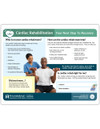 This two-page educational resource, Product #2918, titled "Cardiac Rehabilitation: Your Next Step To Recovery," provides a comprehensive overview of the cardiac rehab process.Visual Overview: The document features a professional design with a prominent image of a female healthcare professional in blue scrubs smiling while assisting a patient with a light dumbbell exercise.Core Components: It defines cardiac rehab as having three essential parts: Exercise training to safely build strength, Education to change unhealthy habits, and Counseling to manage stress.Target Audience: The guide lists specific candidates for rehab, including those who have had heart surgery, angioplasty, a heart attack, or a transplant, as well as those living with heart disease or heart failure.Key Benefits: Bulleted points highlight clinical and lifestyle improvements such as feeling better faster, reducing stress, improving cholesterol levels, and decreasing symptoms like chest pain.Recovery Goals: The tearpad outlines actionable goals like aerobic exercise, weight management, quitting smoking, and high blood pressure control.The Rehab Team: Page two identifies the multidisciplinary team involved, including doctors, exercise specialists, nurses, dietitians, and physical therapists.Financial Information: A "Did you know?" section informs patients that insurance companies will likely cover some or all of the costs of the program.