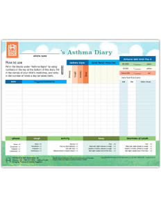 Ped Asthma Diary Tearpad (50 sheets per pad) (311A) - front side