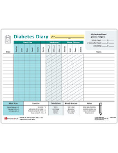 Diabetes Management Diary Tearpad (50 sheets per pad) (336A) - front side