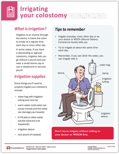 Irrigating Your Colostomy Tearpad- front side