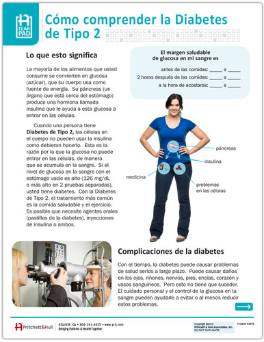 Spanish Type 2 Diabetes Tearpad (50 sheets per pad) (334S) - front side