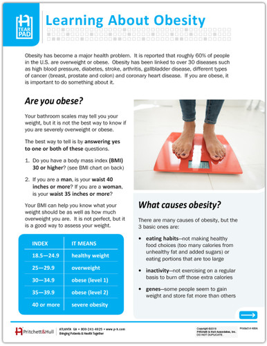 Learning About Obesity Tearpad (50 sheets per pad) (493A) - front side