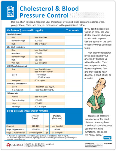 Cholesterol and BP Test Results Tear Sheet (596A) - front side