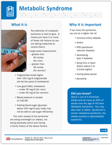 Metabolic Syndrome Tear Sheet (629A) - front side