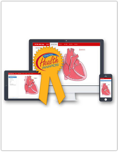 PCA: Pediatric Cardiology Animations Application (313) shown on computer, tablet and phone screens