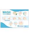 Alt Text: Educational handwashing poster by Pritchett & Hull showing a side-by-side comparison of germ-covered hands versus clean hands to promote clinical hand hygiene.  Detailed Image Description for SEO & AccessibilityThis clinical patient education graphic features a clear, high-contrast visual comparison designed to encourage proper hand hygiene in medical facilities.  The Germ-Covered Hands (Left): The left side of the graphic displays a pair of open, upturned human palms covered in a variety of microscopic organisms. The stylized germs are illustrated in various sizes and shapes using contrasting shades of green and brown.  Microbe Close-Up (Bottom Right): In the lower-right corner, a magnified callout emphasizes the presence of these pathogens. It features a large, bright green, rod-shaped bacterium covered in hair-like pili, situated next to a square-shaped brown microbe.  The Clean Hands (Right): The right side of the graphic presents an identical pair of upturned palms. In stark contrast to the first image, these hands are completely clean, clear, and free of any bacteria or dirt, visualizing the direct result of following the proper handwashing steps: Wet, Soap, Scrub for 20 seconds, Rinse, and Dry.  This striking "before and after" presentation serves as an immediate, easy-to-understand visual aid for infection control and healthcare compliance campaigns.
