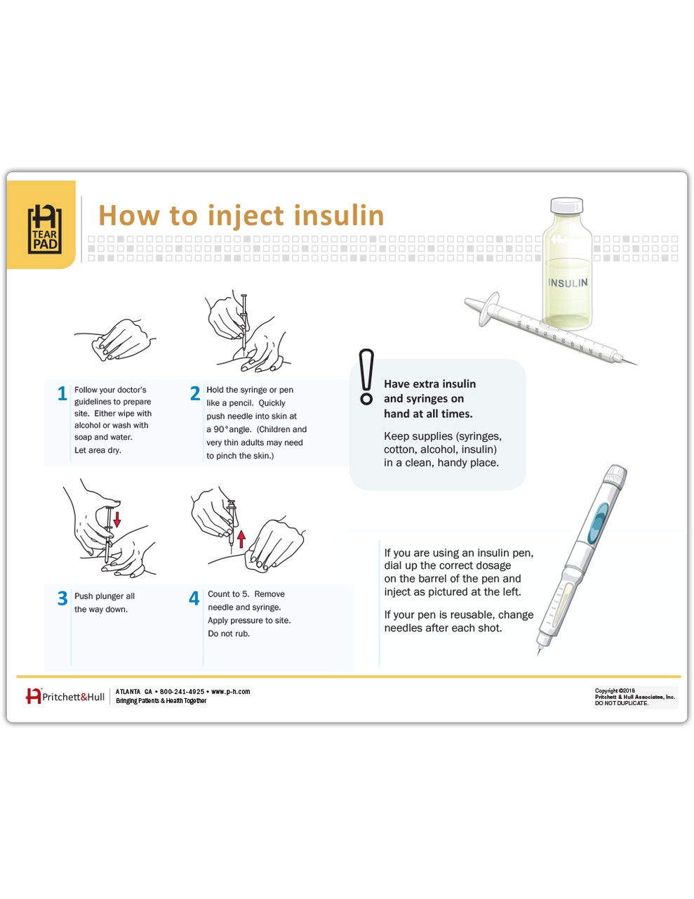 How to Inject Insulin Tearpad (50 sheets per pad) Pritchett and Hull