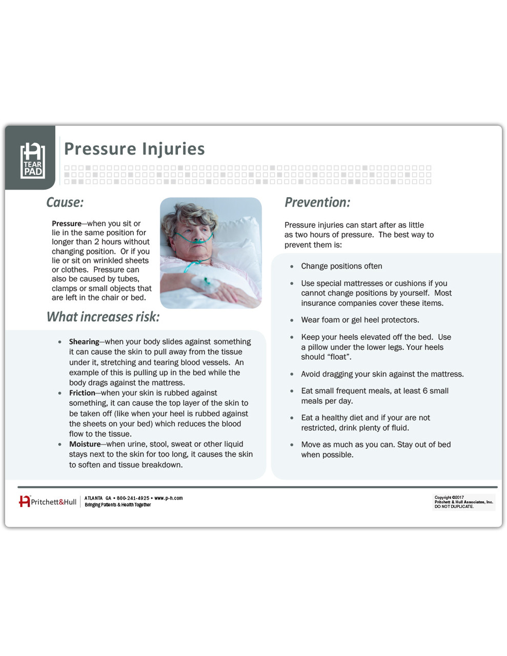 Pressure Injuries Tearpad (50 sheets per pad) Pritchett and Hull