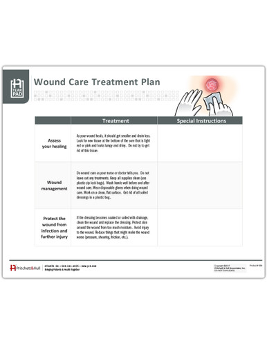 Wound Care Treatment Plan Tearpad (50 sheets per pad) (558) - front side