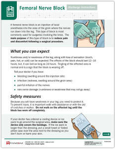 Femoral Nerve Block Tearpad (50 sheets per pad) (643) - front side