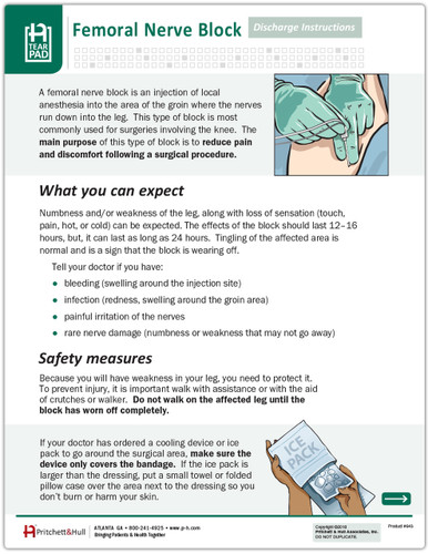 Femoral Nerve Block Tearpad (50 sheets per pad) (643) - front side
